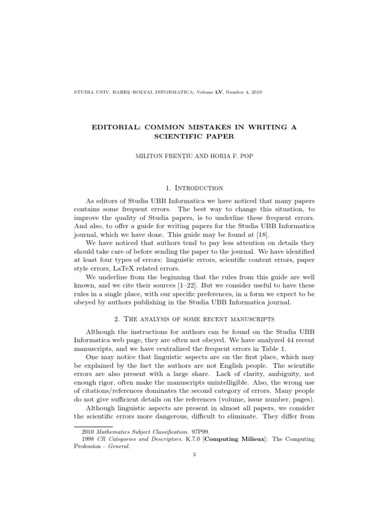 Common Mistakes in Writing a Scientific Paper Citation