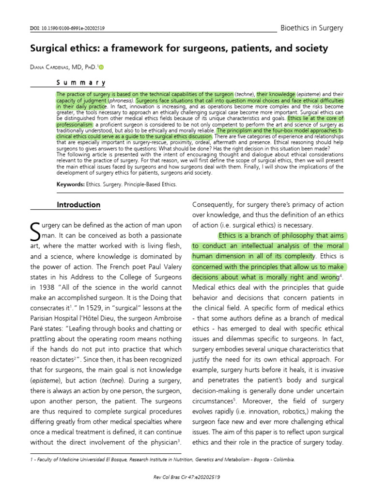 Surgical Ethics: Principles and Practice | PDF | Informed Consent ...