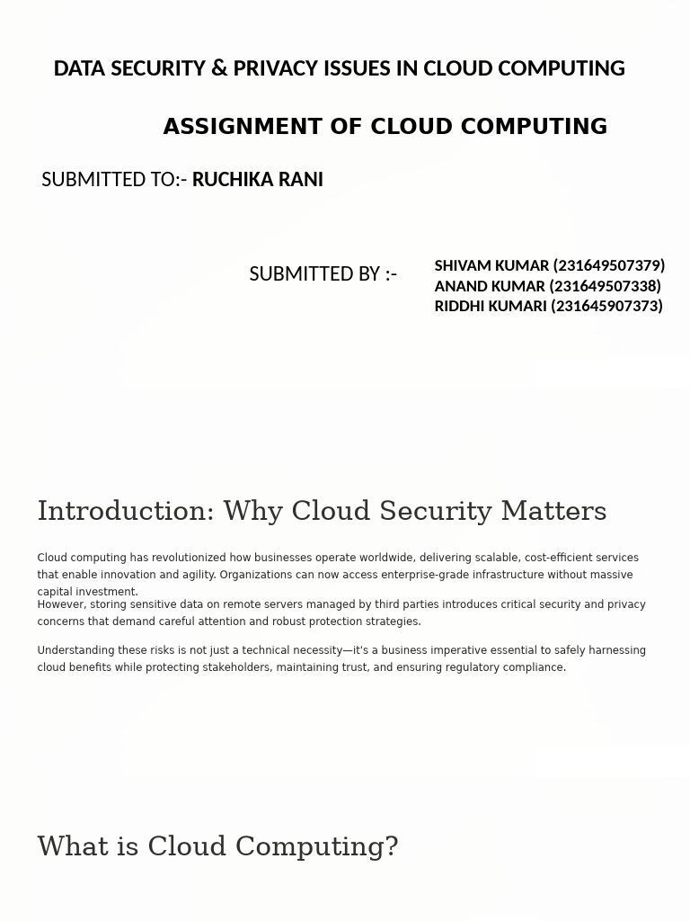 Cloud Computing Security & Privacy Risks | PDF | Cloud Computing | Security