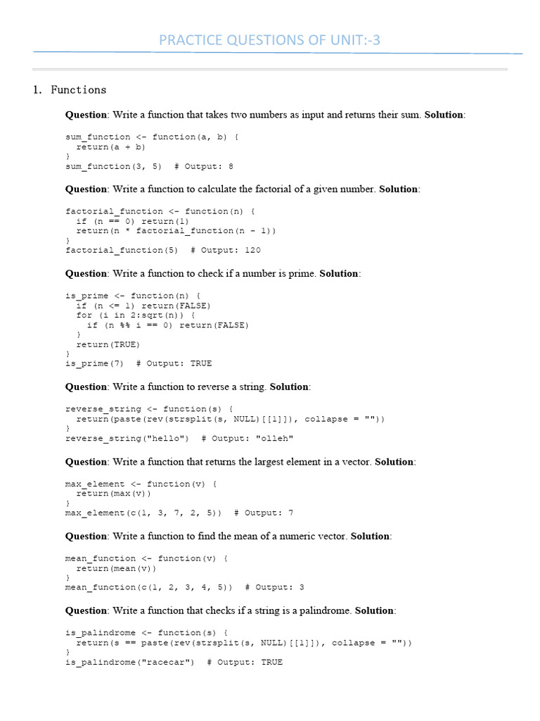 R Programming Practice Questions | PDF