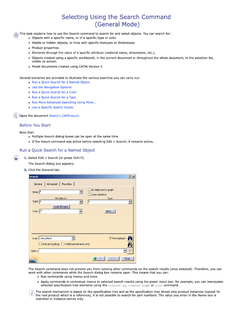 Selecting Using The Search Command (General Mode) | PDF