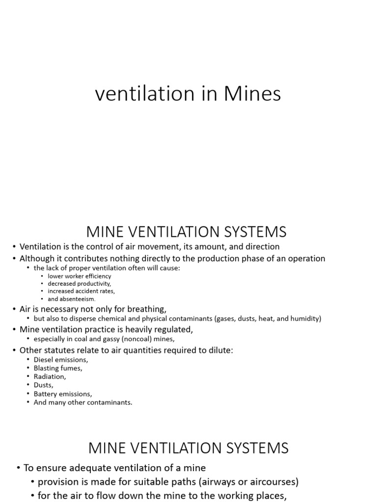 Mine Ventilation Systems Overview | PDF | Density | Ventilation ...