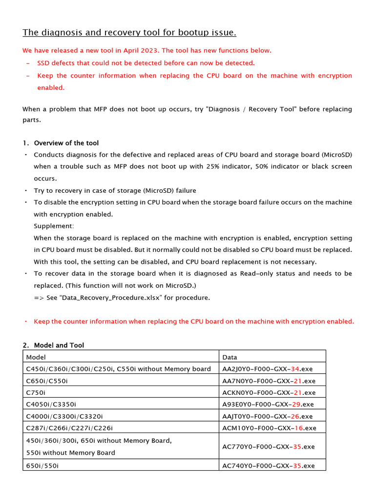 MFP Bootup Diagnosis & Recovery Tool | PDF | Computer Data Storage ...