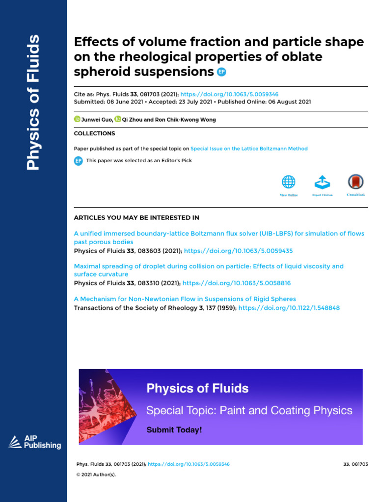 Guo2021POF - Effects of Volume Fraction and Particle Shape on the ...