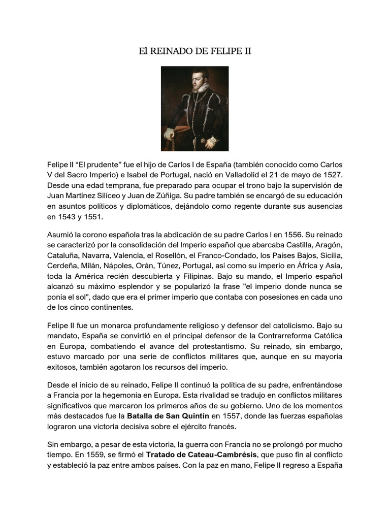 El Reinado de Felipe II | PDF | Imperio español | España