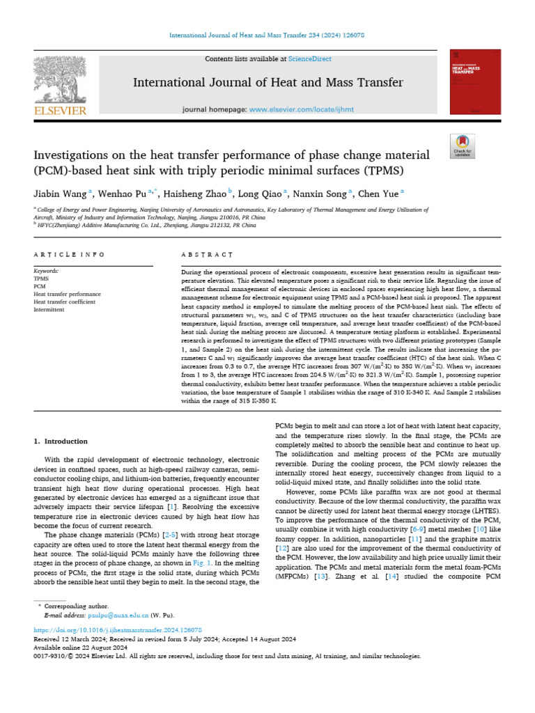 Investigations On The Heat Transfer Performance of Phase Change ...