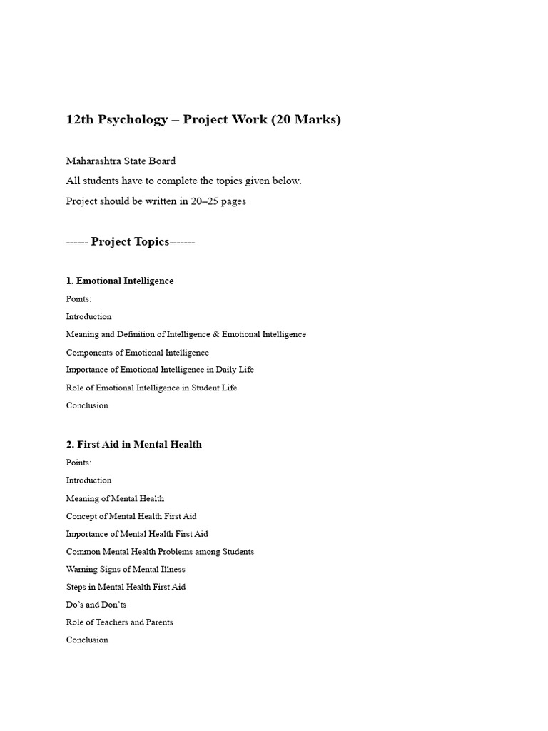 12 Th Psychology Project 20 Marks | PDF