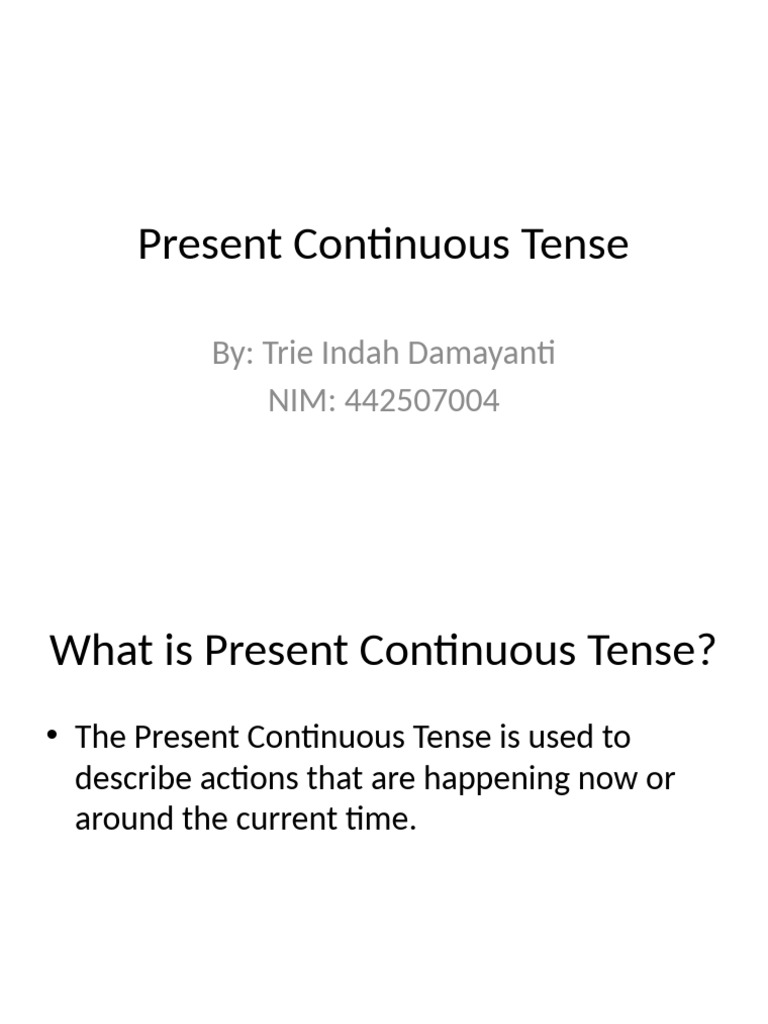 Present Continuous Tense Trie Indah Damayanti PDF Language