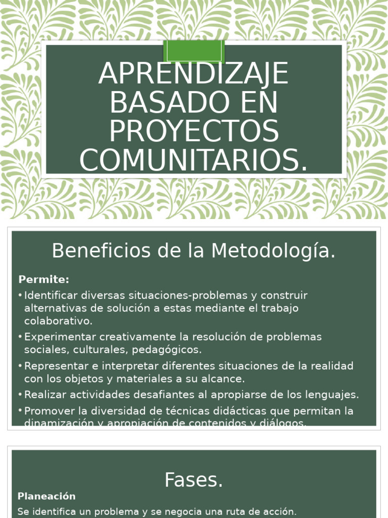 Aprendizaje Basado en Proyectos Comunitarios | PDF