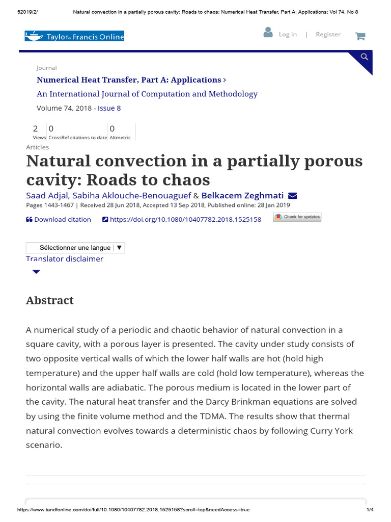 Natural Convection in A Partially Porous Cavity - Roads To Chaos ...