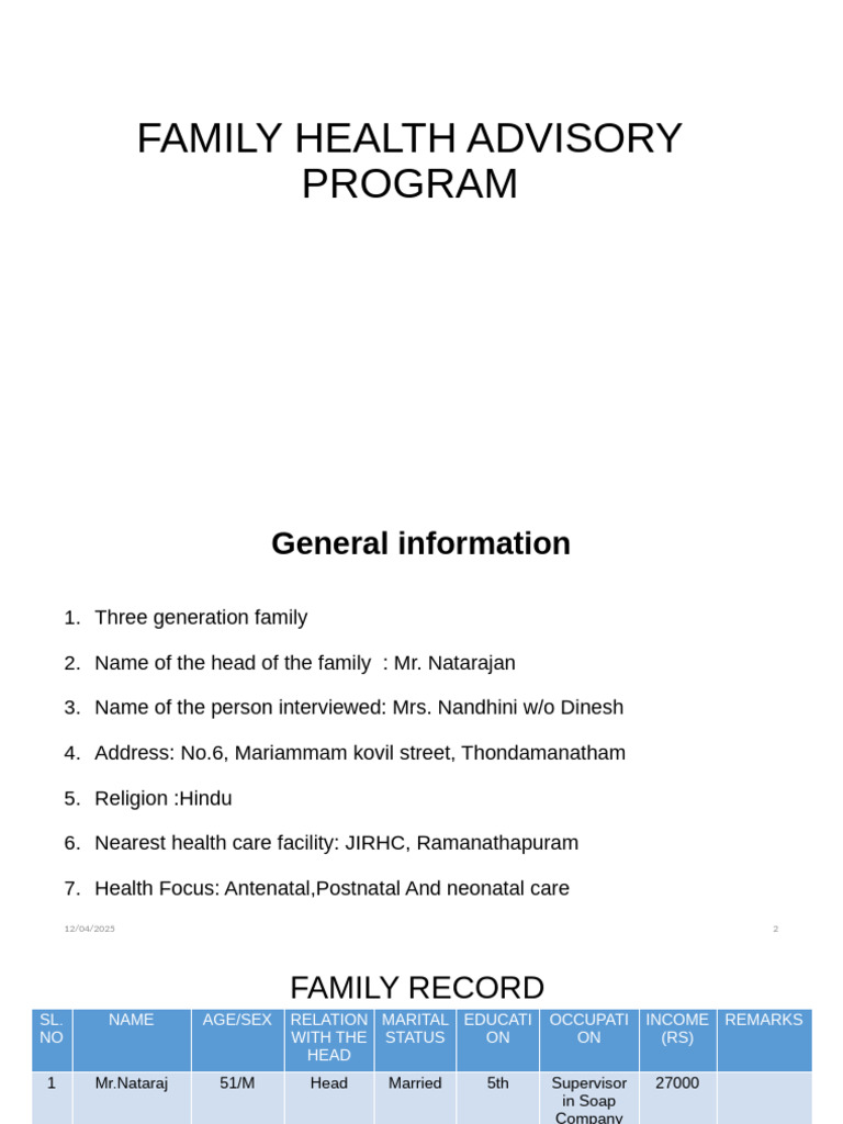 Family Health Advisory Program Overview | PDF | Pregnancy | Childbirth