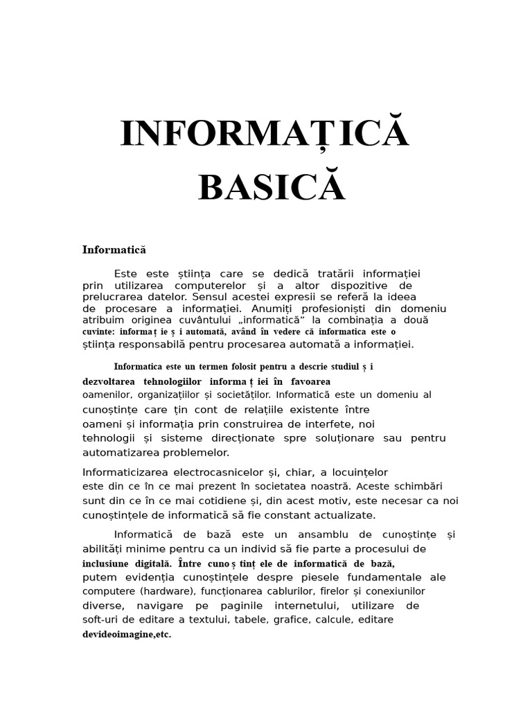 Apostilă Informatica Basică 2 | PDF