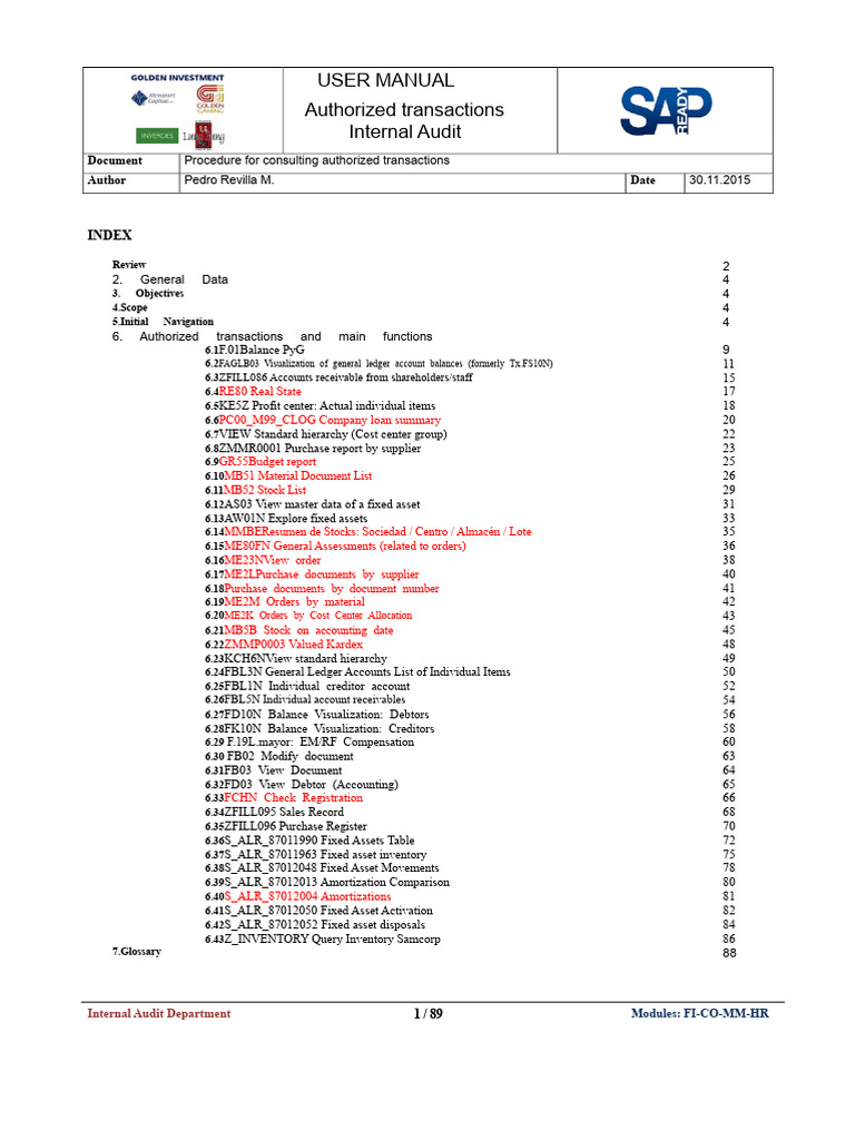 TX Manual Internal Audit | PDF | Debits And Credits | Accounting