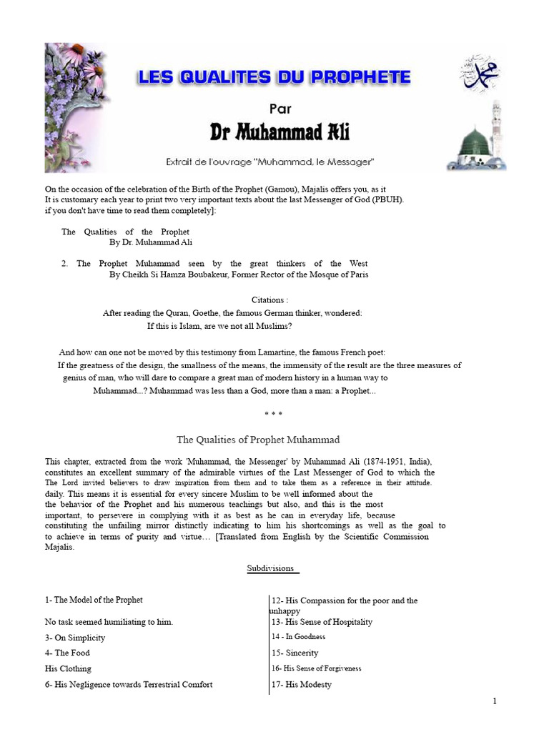 Qualities of Prophet Muhammad Explained | PDF | Muhammad | Prophets And ...