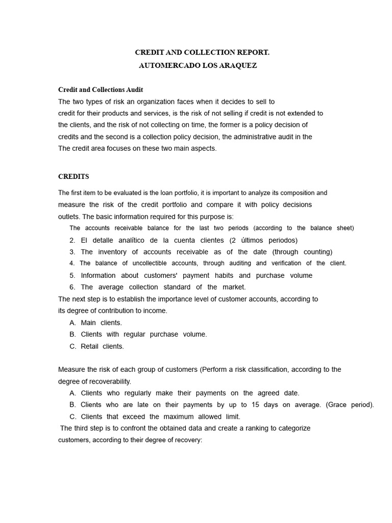 Credit and Collection Audit Overview | PDF | Audit | Credit
