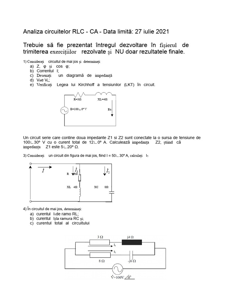 Exerciții RLC CA | PDF