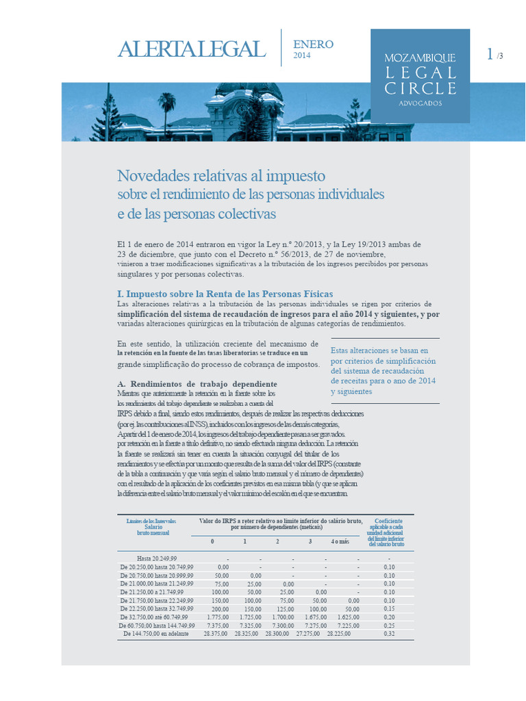 Cambios fiscales en Mozambique 2014 | PDF | Impuestos | Impuesto sobre ...