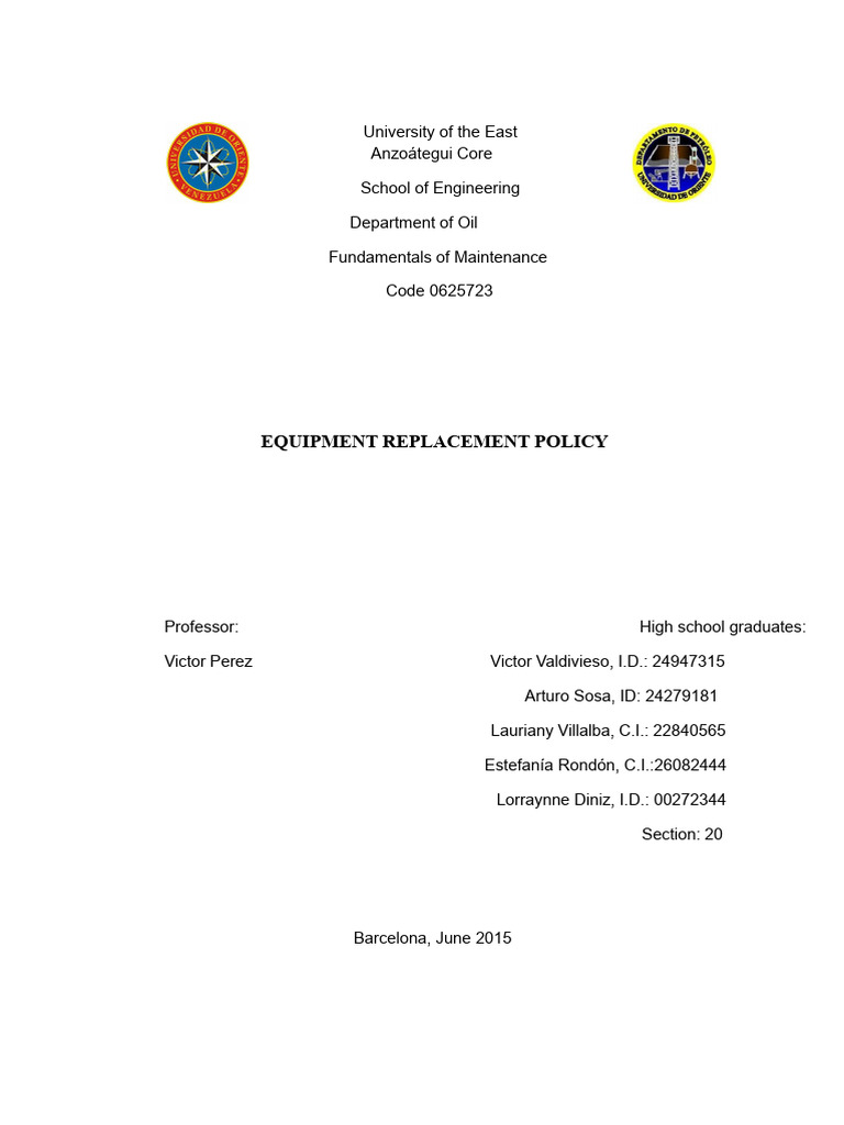 Equipment Replacement Policy Overview | PDF | Decision Making ...