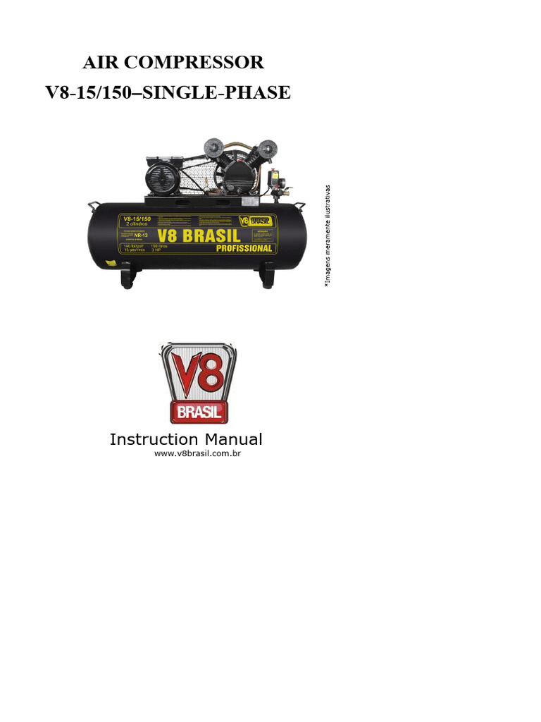 V8 Brasil Air Compressor Manual | PDF | Valve | Lubricant