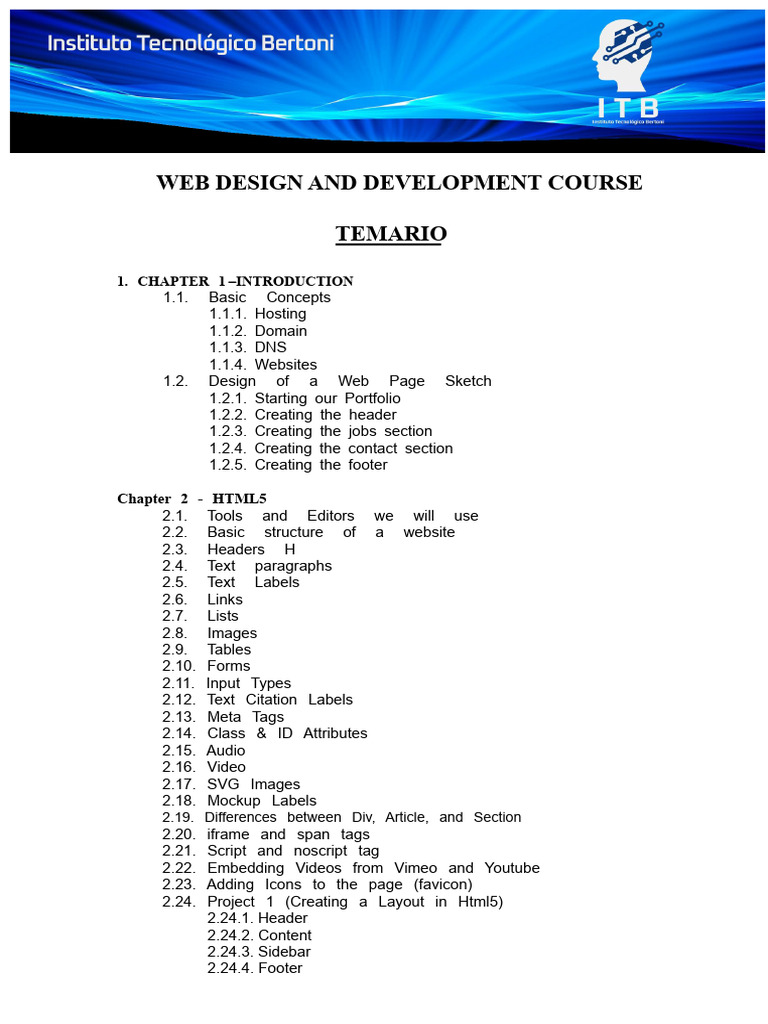 Web Design & Development Course Guide | PDF | Document Object Model ...