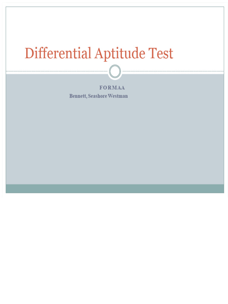 Differential Aptitude Test | PDF | Accuracy And Precision | Reason