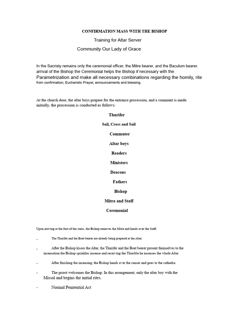 Confirmation Mass Guide for Altar Servers | PDF | Christian ...