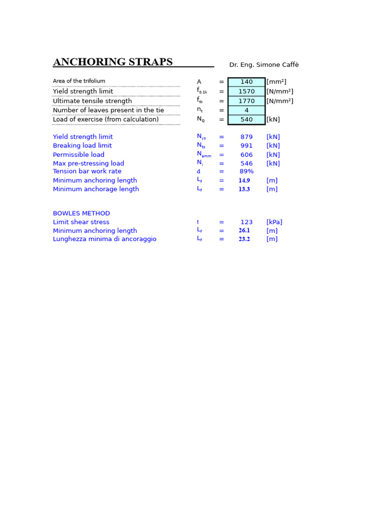 Anchoring Straps Design and Calculations | PDF | Continuum Mechanics ...