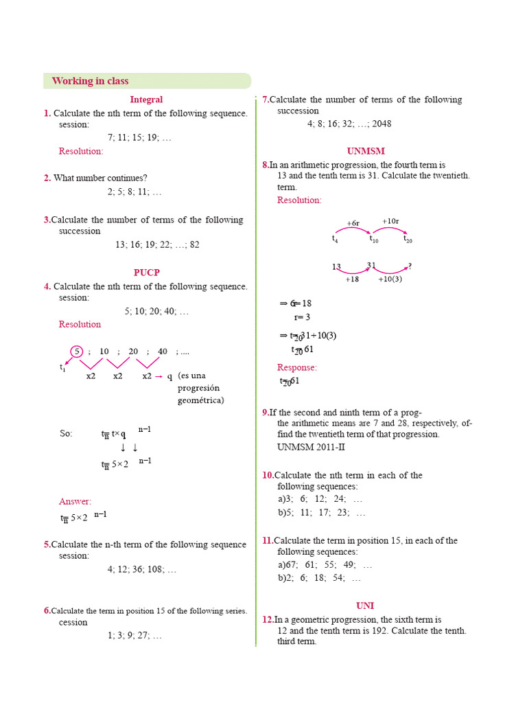 Arithmetic and Geometric Sequences for Third Grade of Secondary School ...