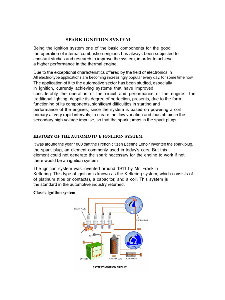 Spark Ignition System Overview | PDF | Internal Combustion Engine ...