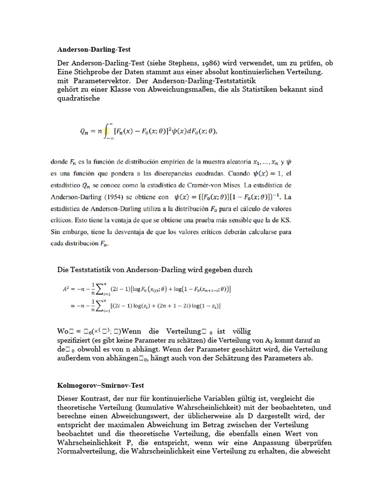 Anderson Darling Test | PDF