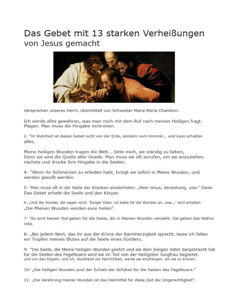 Das Gebet Mit 13 Kraftvollen Versprechen Von Jesus | PDF