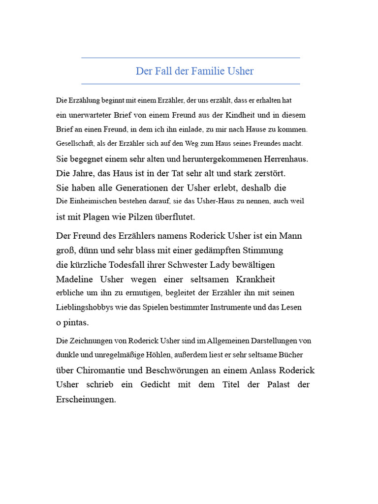 Der Fall Der Familie Usher | PDF