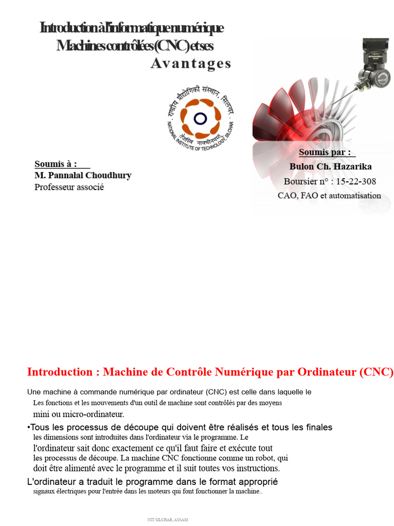 Introduction aux machines CNC et avantages | PDF | Programme ...