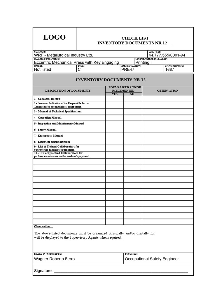 01 - Check List - Inventory Documents | PDF