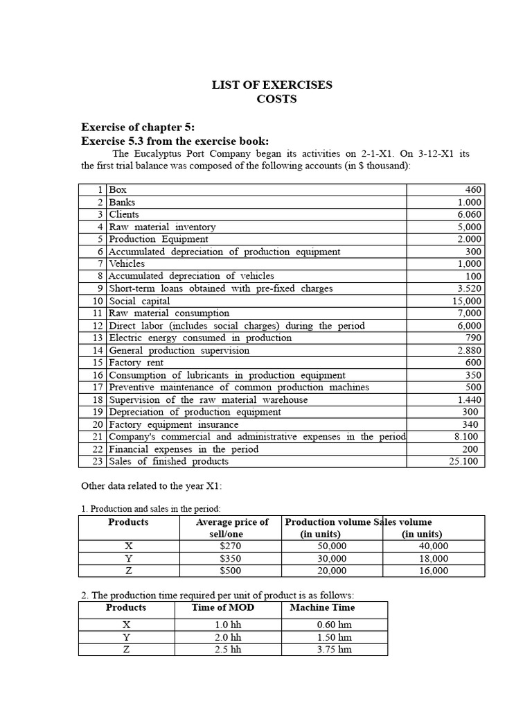General Accounting - Exercises - Cost Exercises List | PDF | Cost Of ...