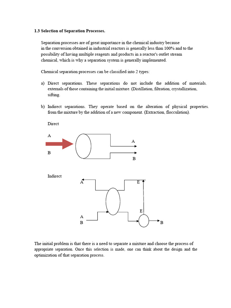 1.3 Selection of Separation Processes | PDF | Distillation | Water