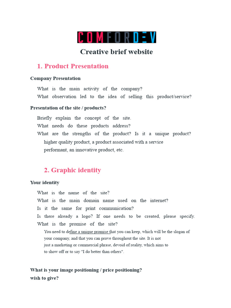 Comprehensive Creative Brief Template | PDF | Web Design | Human ...