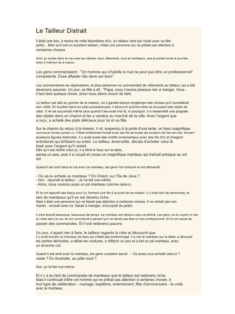Le Tailleur Distrait : Une Histoire de Résilience | PDF | Cravate