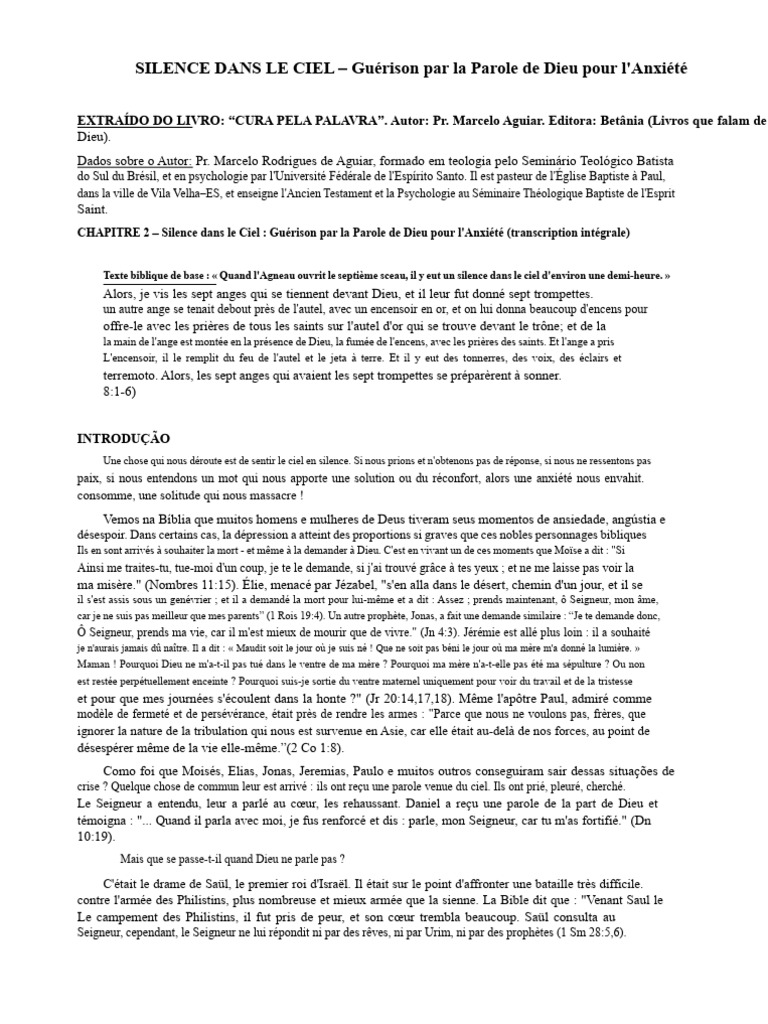 Guérison de l'Anxiété par la Parole de Dieu | PDF | Moïse | Prière