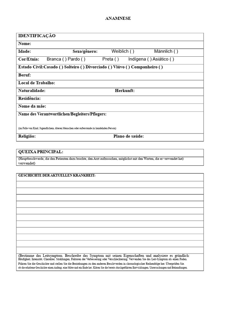 Anamnese Completa para Avaliação Médica | PDF | Doenças e distúrbios
