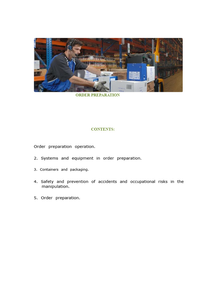 Order Preparation and Safety Guidelines | PDF | Weighing Scale | Warehouse