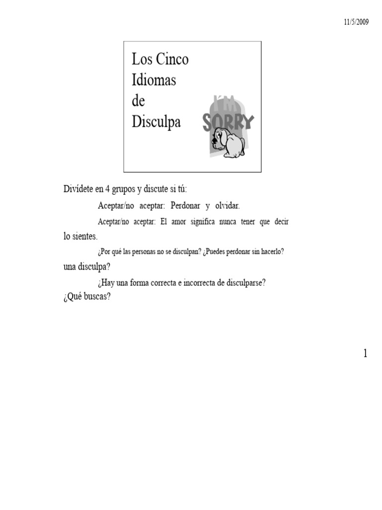 Los Cinco Idiomas de la Disculpa | PDF | Pecado | Perdón