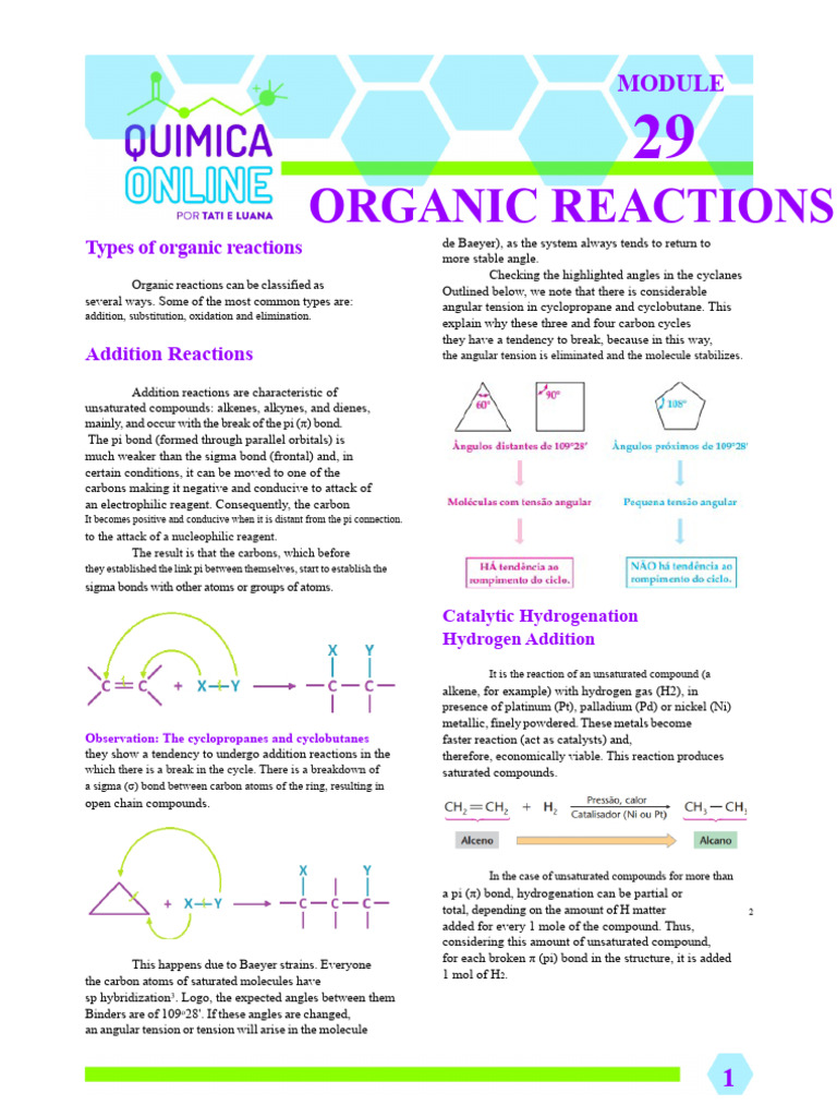 Types of Organic Reactions Explained | PDF | Alkene | Chemical Reactions