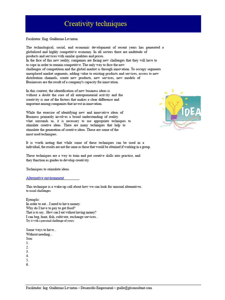 creativity techniques levinton.pdf | PDF | Thought | Creativity