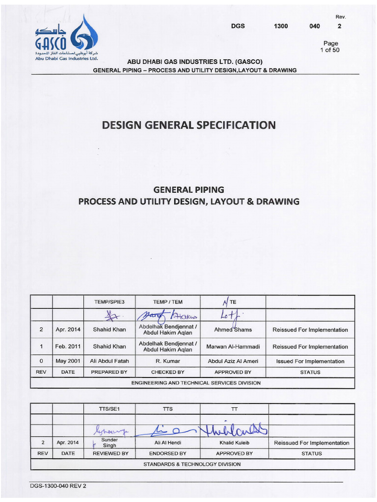 Gasco Piping Design & Layout Guidelines | PDF | Pipe (Fluid Conveyance ...