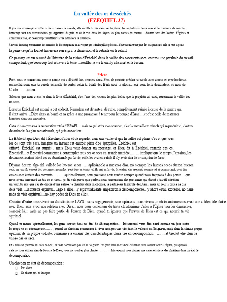 Restauration spirituelle dans Ézéchiel 37 | PDF | Saint-Esprit | Dieu