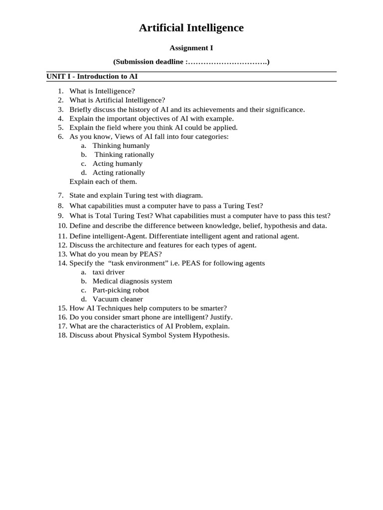 AI - Assignment I Old Syllabus) | PDF
