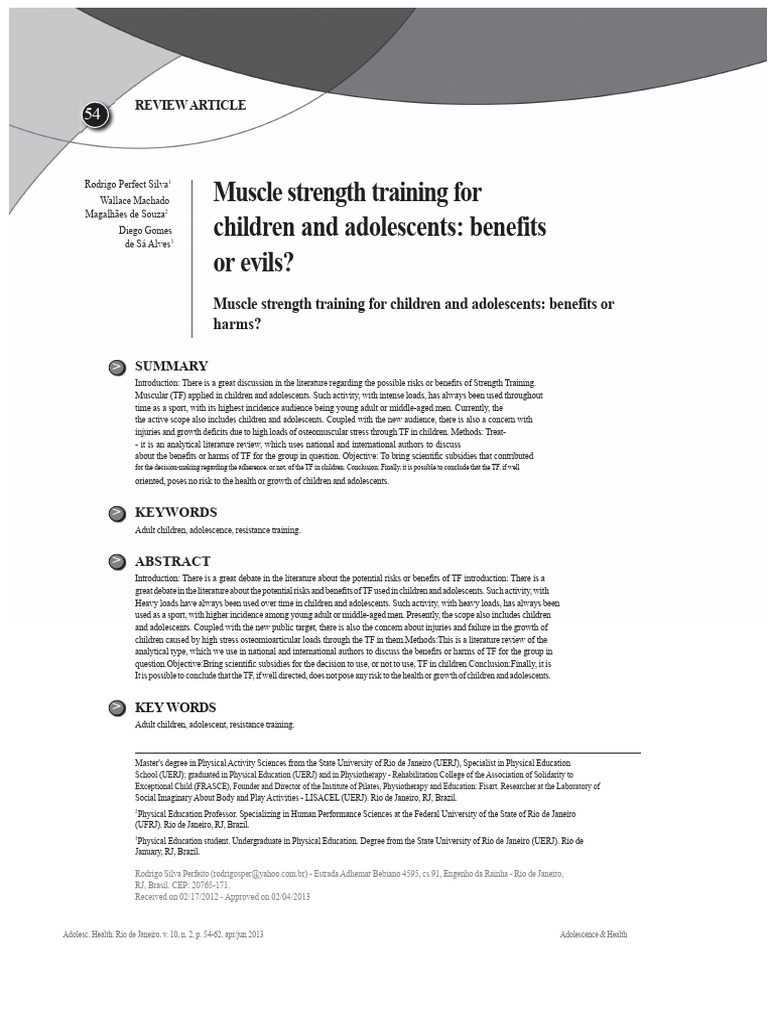 Strength Training For Children and Adolescents PDF | PDF | Bone ...