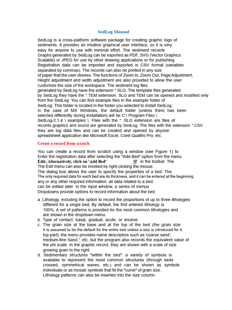 SedLog Software User Manual | PDF | Comma Separated Values | Software