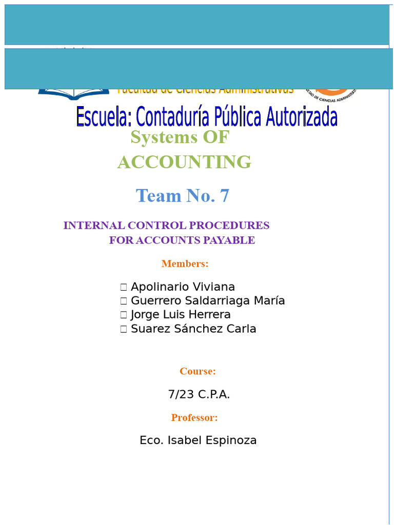 Internal Control for Accounts Payable | PDF | Accounts Payable ...